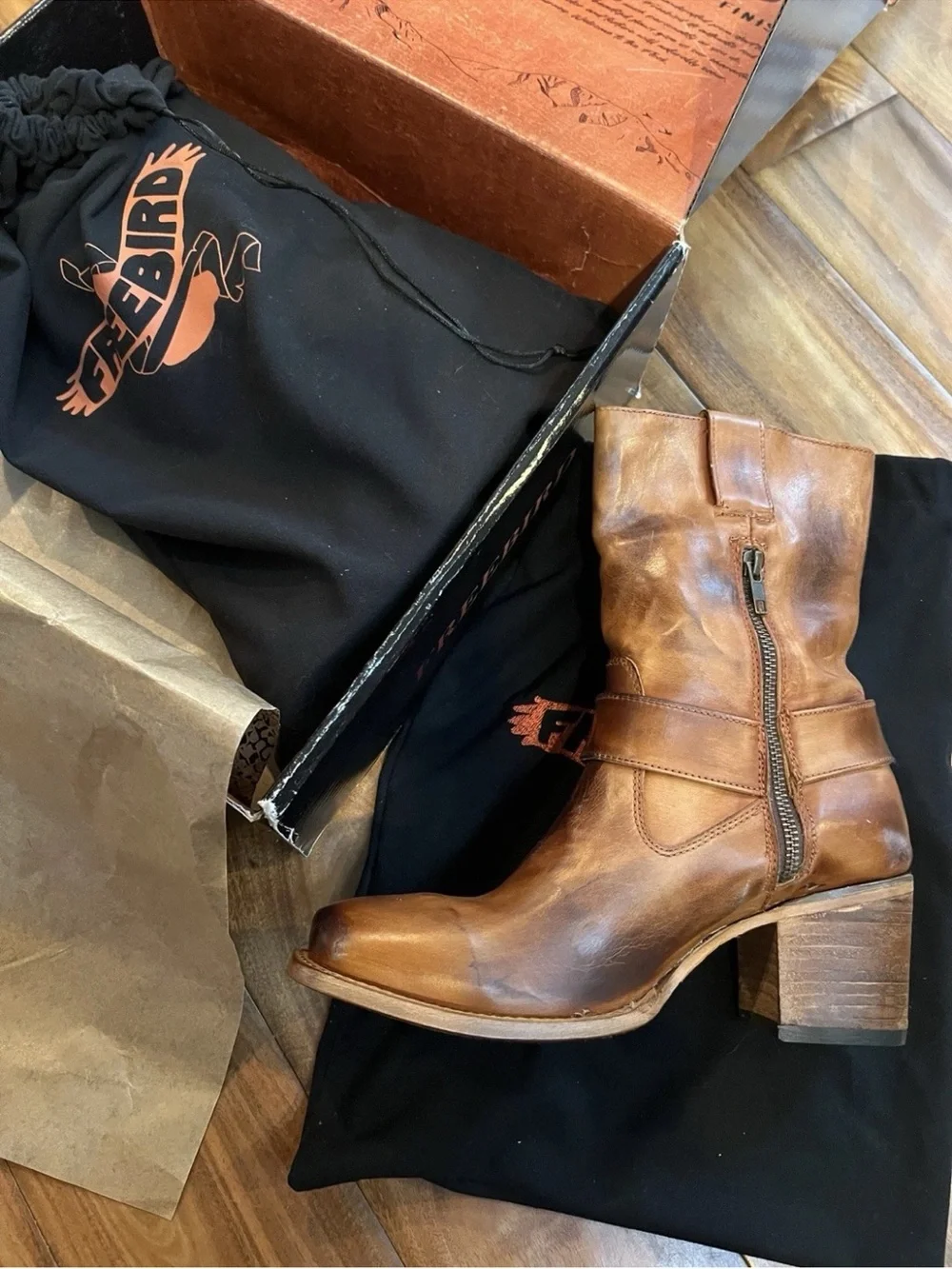 New Freebird Leather Darcy Boots In Whisky Brown Leather Size 11